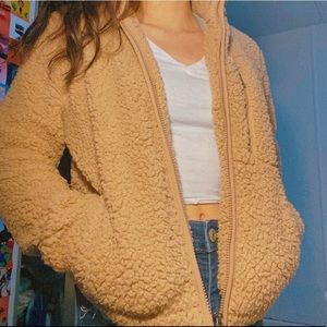 Brown Sherpa Zip Up Jacket